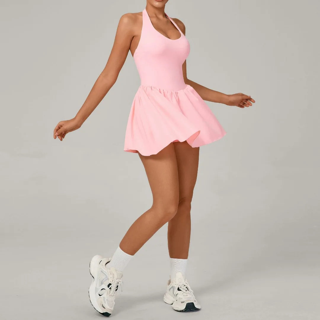 Women's One-piece Tennis Dress Sports  Anti-light Backless Golf Badminton Casual Workout Fitness Dress