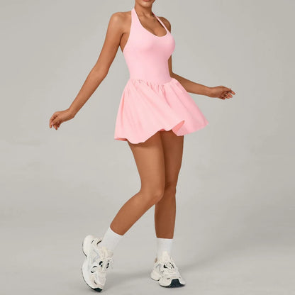 Women's One-piece Tennis Dress Sports  Anti-light Backless Golf Badminton Casual Workout Fitness Dress