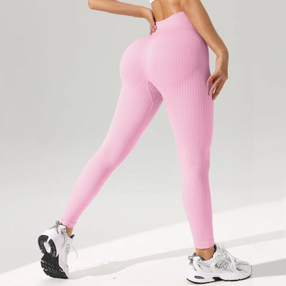 Women Sports Leggings Seamless Yoga Pants w/Tummy Control