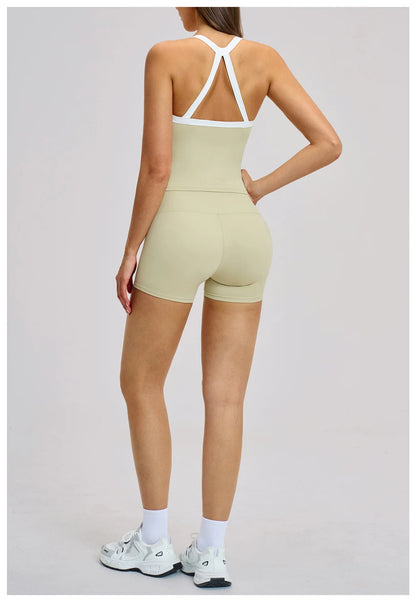 Yoga Set for Women Tight-fitting Gym Outfit Sportswear Yoga Vest Running Shorts Fitness Clothes