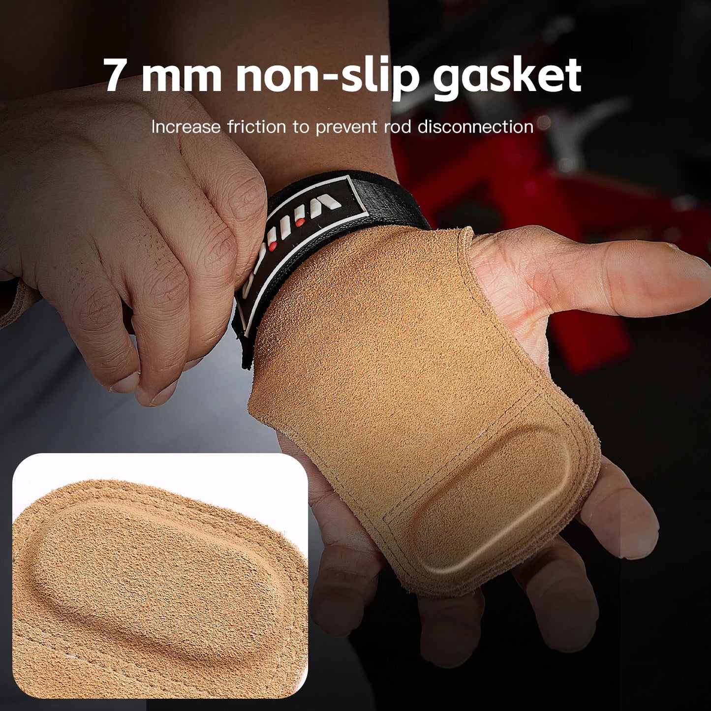 2 Piece Leather Weight Lifting Training Gloves Palm Protection Fitness Grips