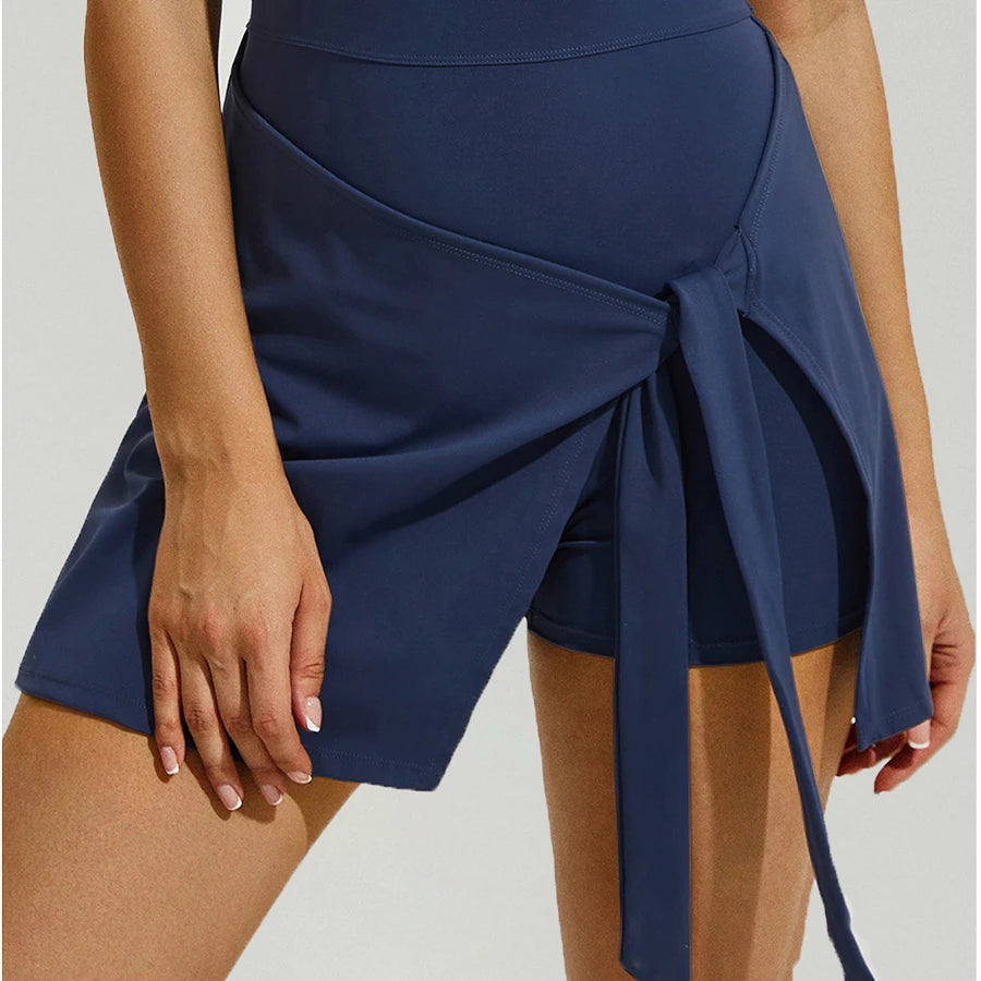 Sleeveless Tennis Dress Built In Shorts Golf Workout Sarong Wrap Backless Skirt Quick Drying Jumpsuit