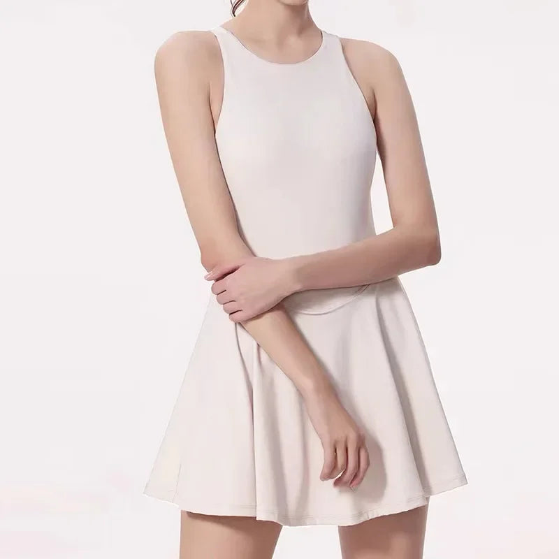 Tennis Dress One-Pieces Slim Fit Soft Athletic Dress with Chest Pads Workout Dress Golf Clothes