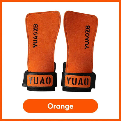 1Pair Cowhide Fitness Gloves Straps Grips Anti-Skid Weightlifting Gloves