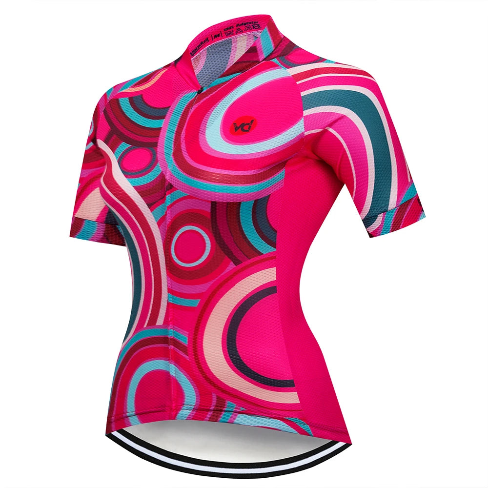 Team Summer Women Cycling Jersey Tops Racing Short Sleeve MTB Bike Jersey Shirt Quick Dry