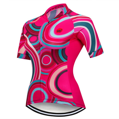 Team Summer Women Cycling Jersey Tops Racing Short Sleeve MTB Bike Jersey Shirt Quick Dry