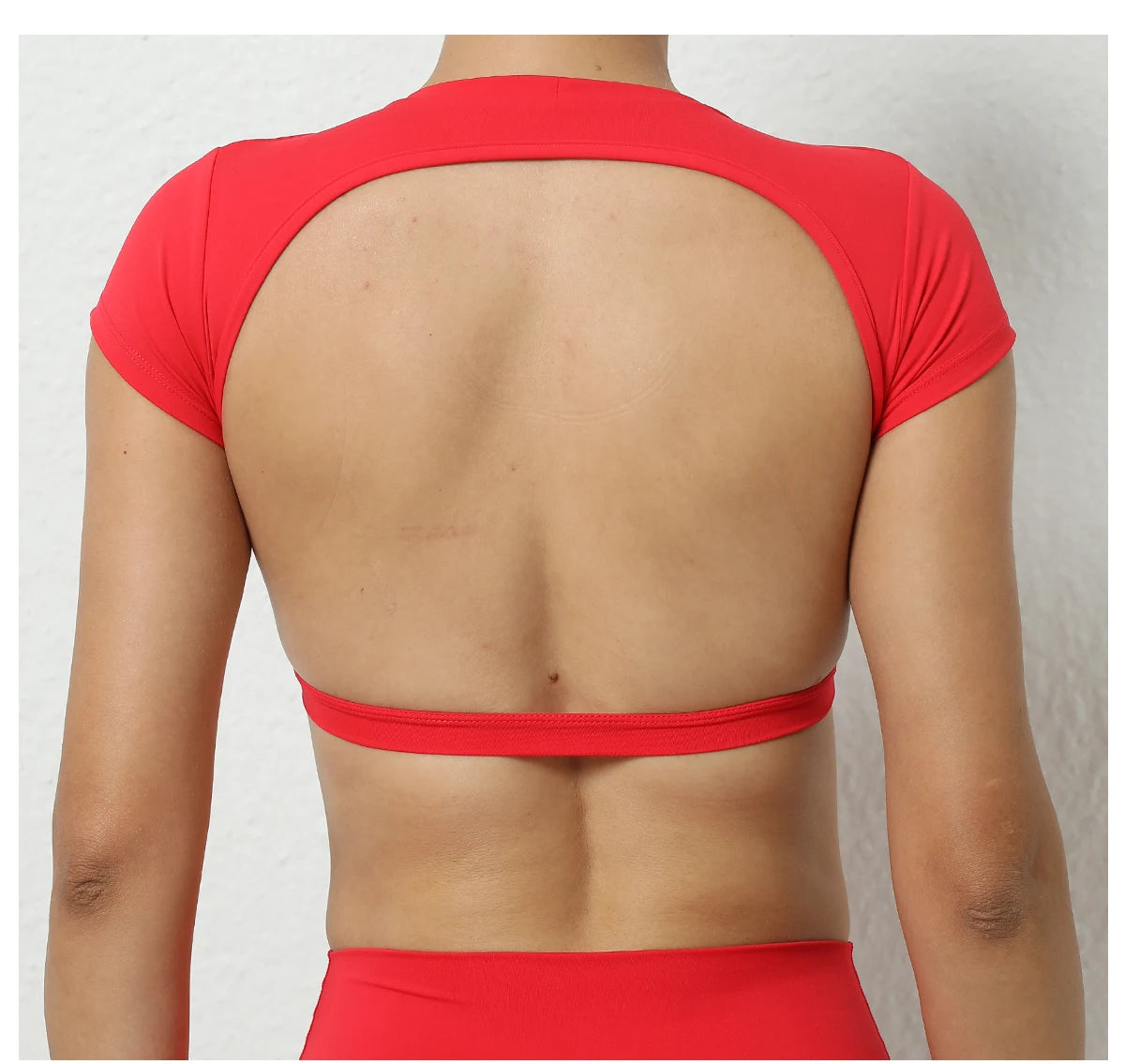 Sports Muscle Back Tee Padded Backless Sports Shirts Workout Yoga T-Shirt