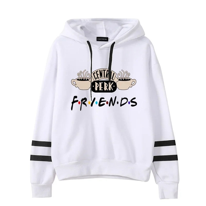 Women Friends TV Show Hooded Sweatshirt Cute Coffee Printing Autumn Winter Casual Pullover Hoodies