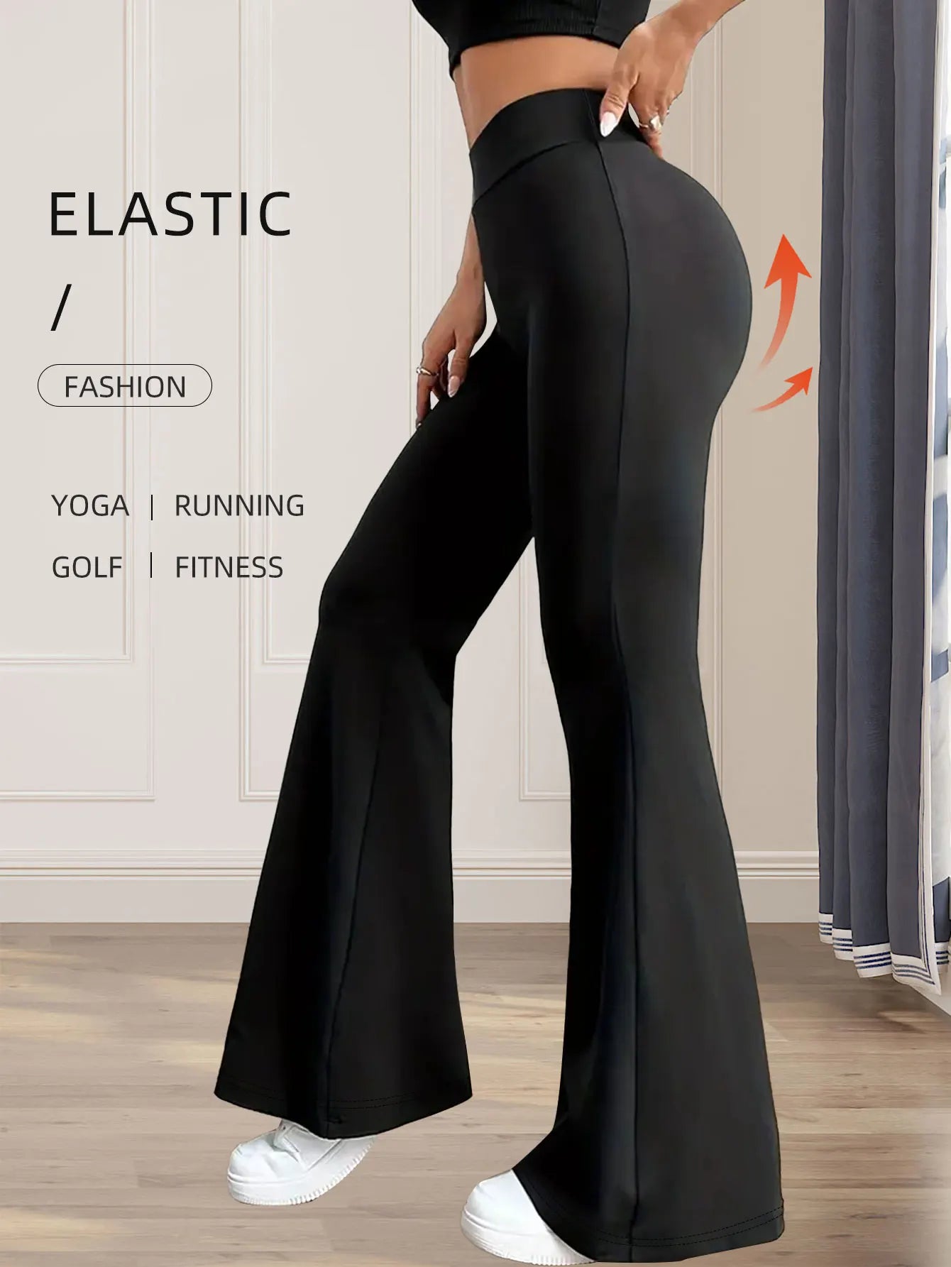 high waisted tight fitting flared pants, slim leg, thin wide leg pants for slim women
