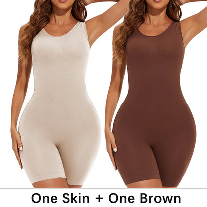 Sexy Bodysuits Full Coverage Shapewear Thigh Slim Body Suit Wide Shoulder Body Shaper Jumpsuit Seamless