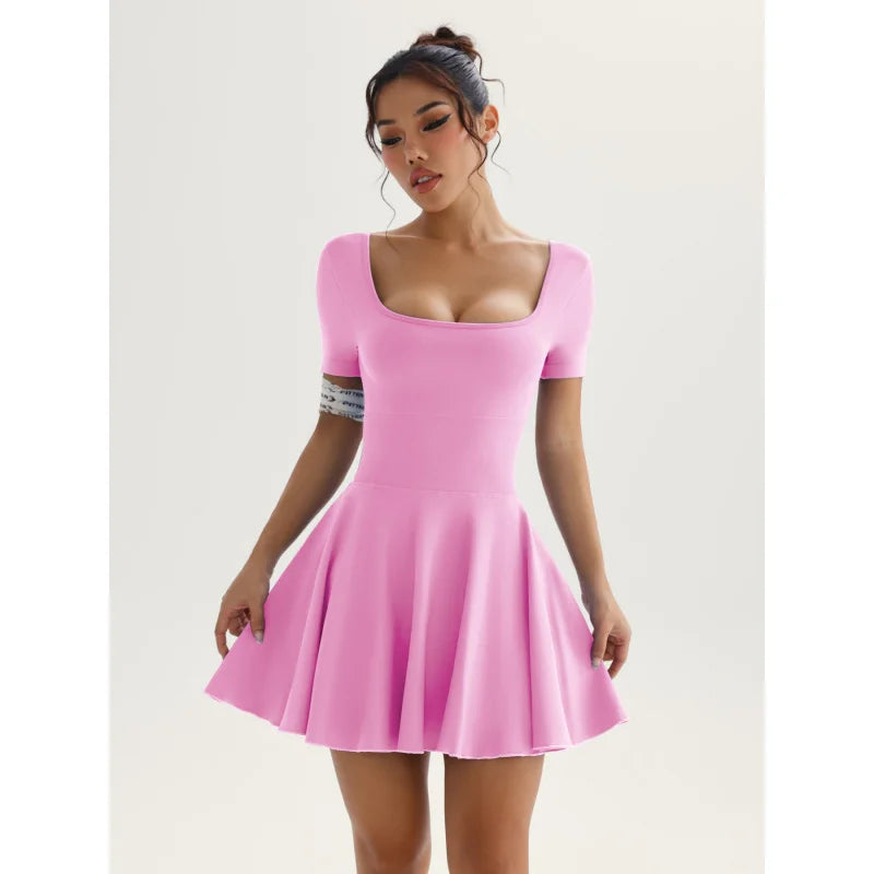 Tennis Yoga Dress Solid Color Stretchy Soft Gym Suit Breathale Female Golf Short Sportswear Workout Clothes