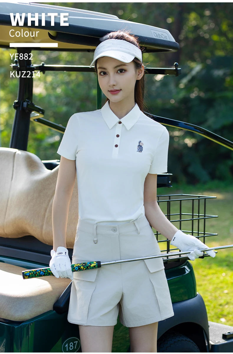 PGM Women's Golf Short Sleeved T-shirt  Breathable Polo Top Sportswear