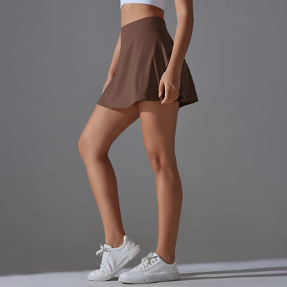 Women Tennis Skirt Ruffled Skirt With Shorts Golf Wear High Waist Breathable Yoga Skort