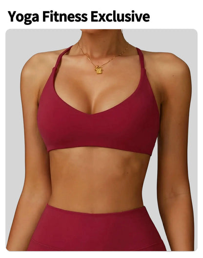 Sports Bra High Impact Support Women Gym Underwear Push-up Back Cross Yoga Crop Top Running Workout Fitness Pilates Solid Color