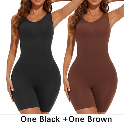 Sexy Bodysuits Full Coverage Shapewear Thigh Slim Body Suit Wide Shoulder Body Shaper Jumpsuit Seamless