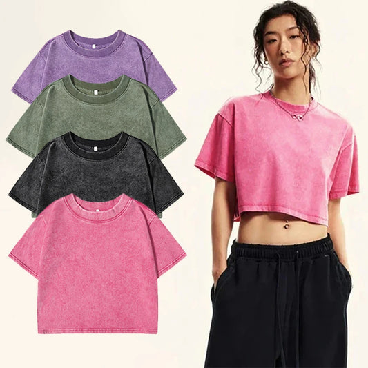 Solid Color Slim Casual Sport Short Sleevel Retro T-shirt