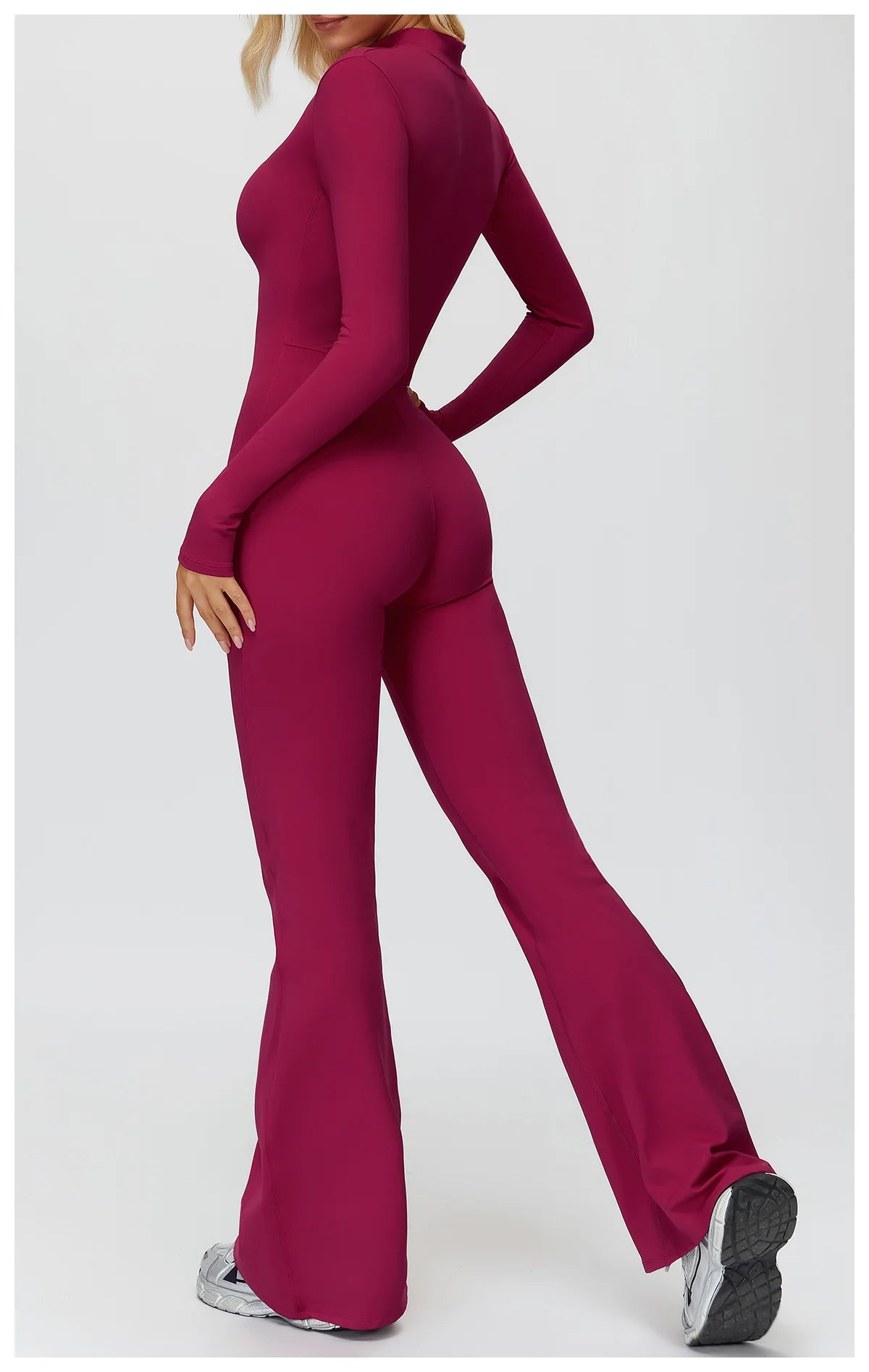 Yoga Suit Gym Set Tracksuit Zipper Long Sleeved Sports Jumpsuit Push Up Workout Clothes