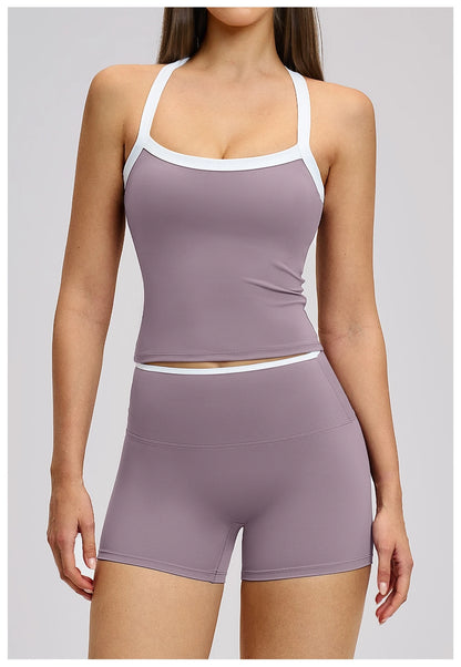Yoga Set for Women Tight-fitting Gym Outfit Sportswear Yoga Vest Running Shorts Fitness Clothes