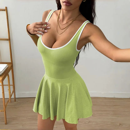 Women's Pleated Tennis Dress with Built-in Bra Quick Dry Breathable Anti-Slip Athletic Dress