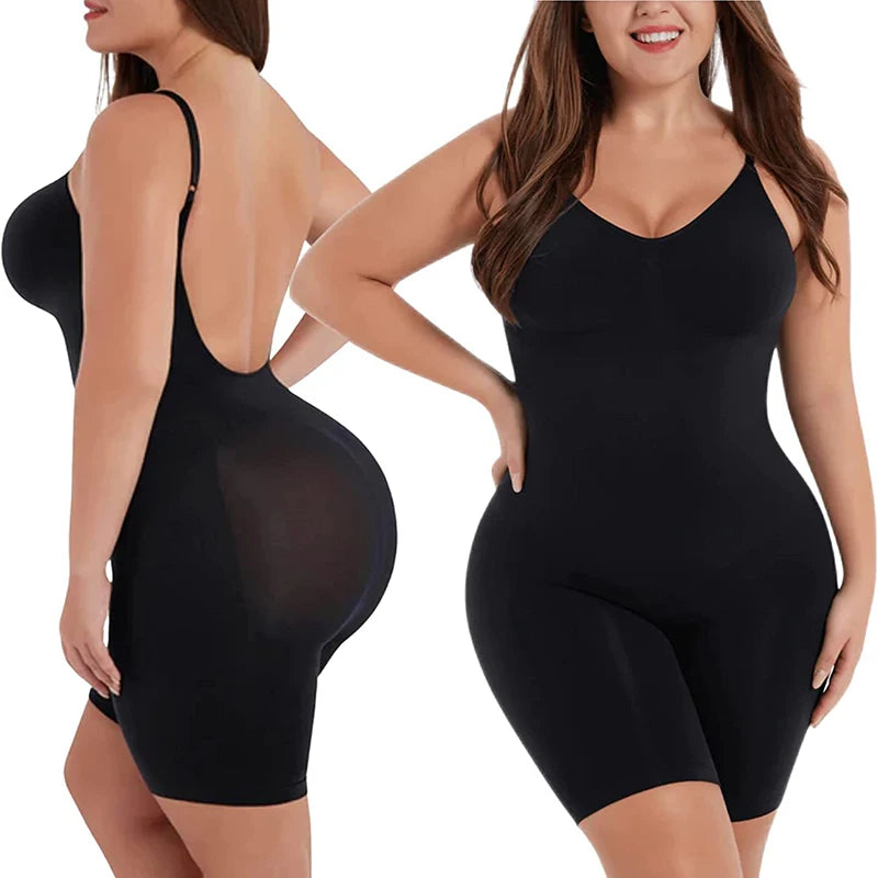 Women Seamless Low Back Bodysuit Shapewear Waist Trainer Body Shaper Open Crotch Slimming Underwear