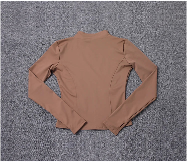 Women Sport Jacket Long Sleeve Shirt Workout Gym Training Clothing Yoga Sportswear