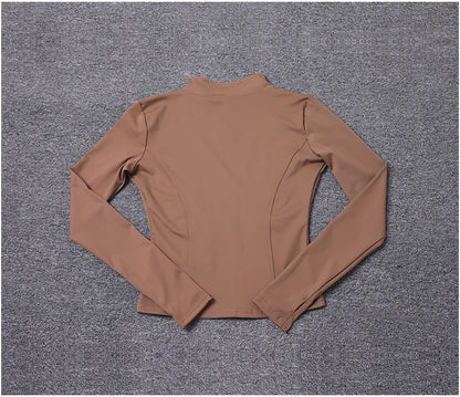 Women Sport Jacket Long Sleeve Shirt Workout Gym Training Clothing Yoga Sportswear