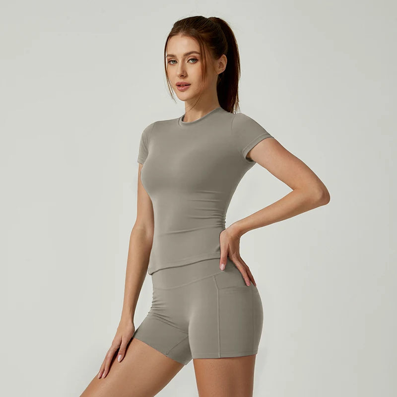 Sports Sets Fitness Hip-lifting Tight Top Short Sleeve