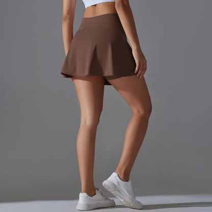 Women Tennis Skirt Ruffled Skirt With Shorts Golf Wear High Waist Breathable Yoga Skort