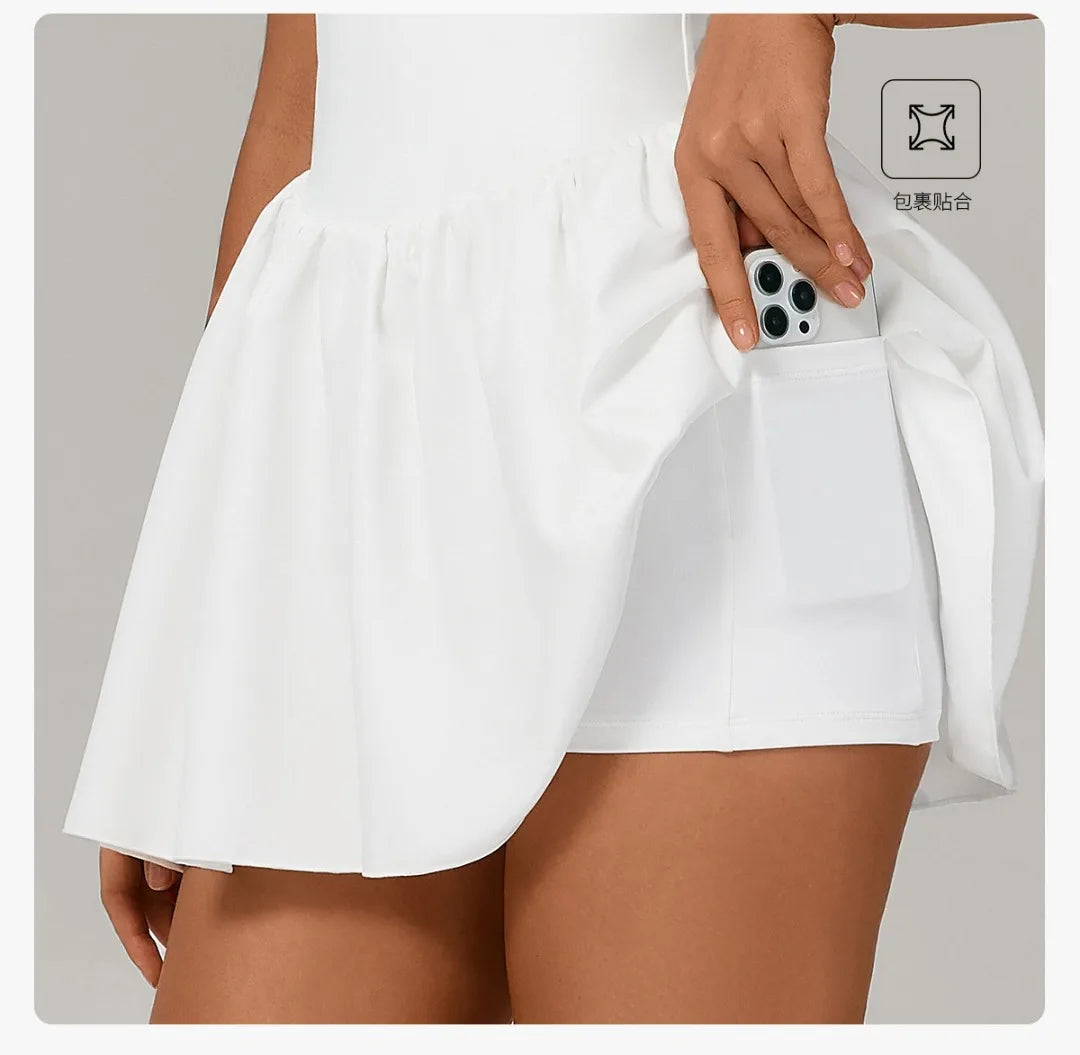 Women's One-piece Tennis Dress Sports  Anti-light Backless Golf Badminton Casual Workout Fitness Dress