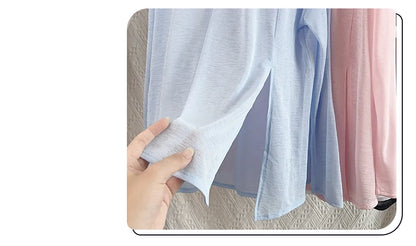 Women's Fitness Sports T-shirt Loose Long Sleeve Breathable Comfort Side-Opening