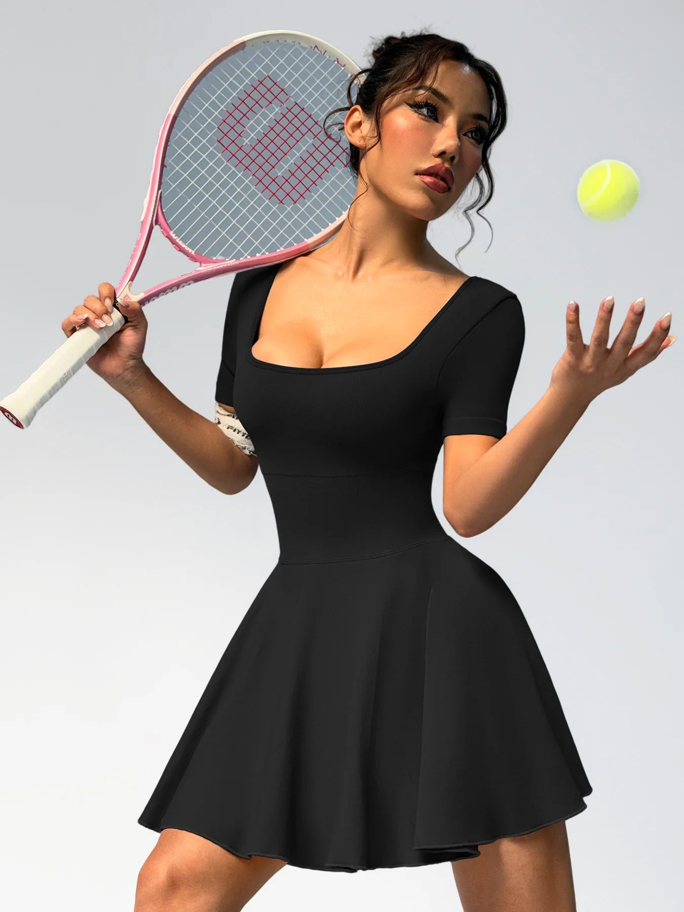 Tennis Yoga Dress Solid Color Stretchy Soft Gym Suit Breathale Female Golf Short Sportswear Workout Clothes