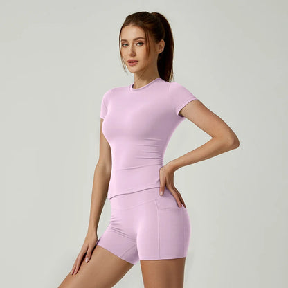 Sports Sets Fitness Hip-lifting Tight Top Short Sleeve