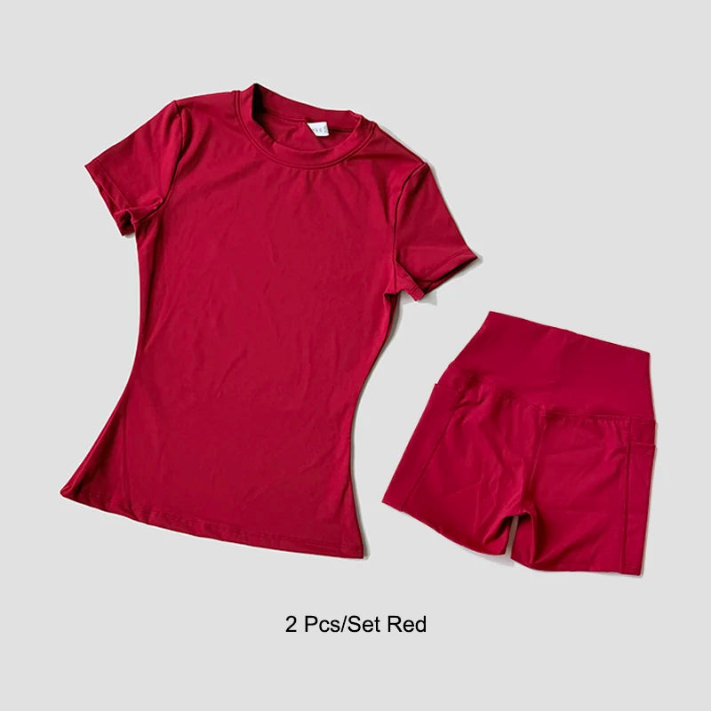 Sports Sets Fitness Hip-lifting Tight Top Short Sleeve