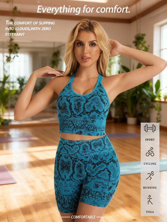 2pcs  Yoga Set Tank Top Sports Bra Stretch Fitness Leggings High-Waist Butt-Lifting Sports wear