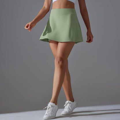 Women Tennis Skirt Ruffled Skirt With Shorts Golf Wear High Waist Breathable Yoga Skort