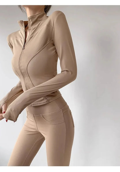 Quick Drying Sports Tight Top Yoga Jacket Long Sleeve S-3XL