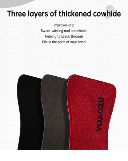 1Pair Cowhide Fitness Gloves Straps Grips Anti-Skid Weightlifting Gloves