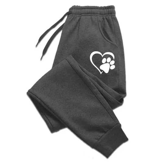 Cute Printed Women Sweatpants Cotton Casual Sports Fitness Solid Jogging Pants