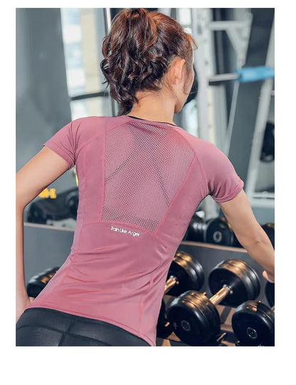 Ladies Sportswear Yoga Wear Quick Dry Seamless short sleeve Gym T-Shirt Tops