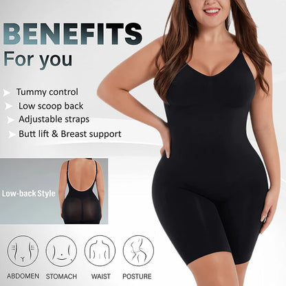 Women Seamless Low Back Bodysuit Shapewear Waist Trainer Body Shaper Open Crotch Slimming Underwear