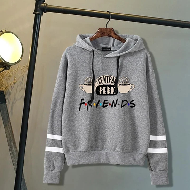 Women Friends TV Show Hooded Sweatshirt Cute Coffee Printing Autumn Winter Casual Pullover Hoodies