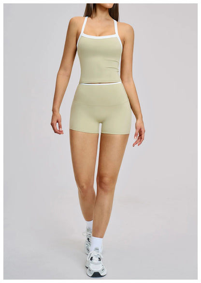 Yoga Set for Women Tight-fitting Gym Outfit Sportswear Yoga Vest Running Shorts Fitness Clothes