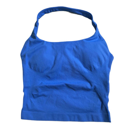 Strappy Workout Tank Top Padded Sports Bra Backless Yoga Shirts Seamless Gym Crop Top Halter
