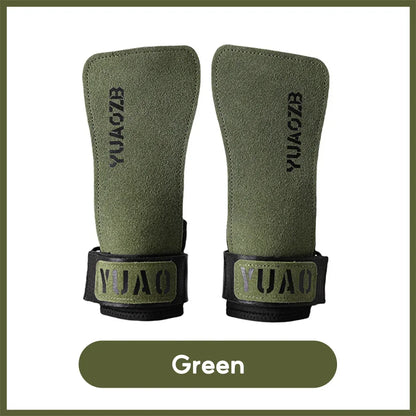 1Pair Cowhide Fitness Gloves Straps Grips Anti-Skid Weightlifting Gloves