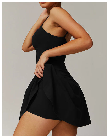 Tennis Dress with Shorts Underneath Pockets Strap Dress Sporting Tennis Outfit  Sport Dresses