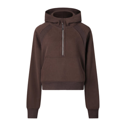 Women's Half-Zip Hoodies Fleece Sweatshirt Sports Jacket with Thumbhole