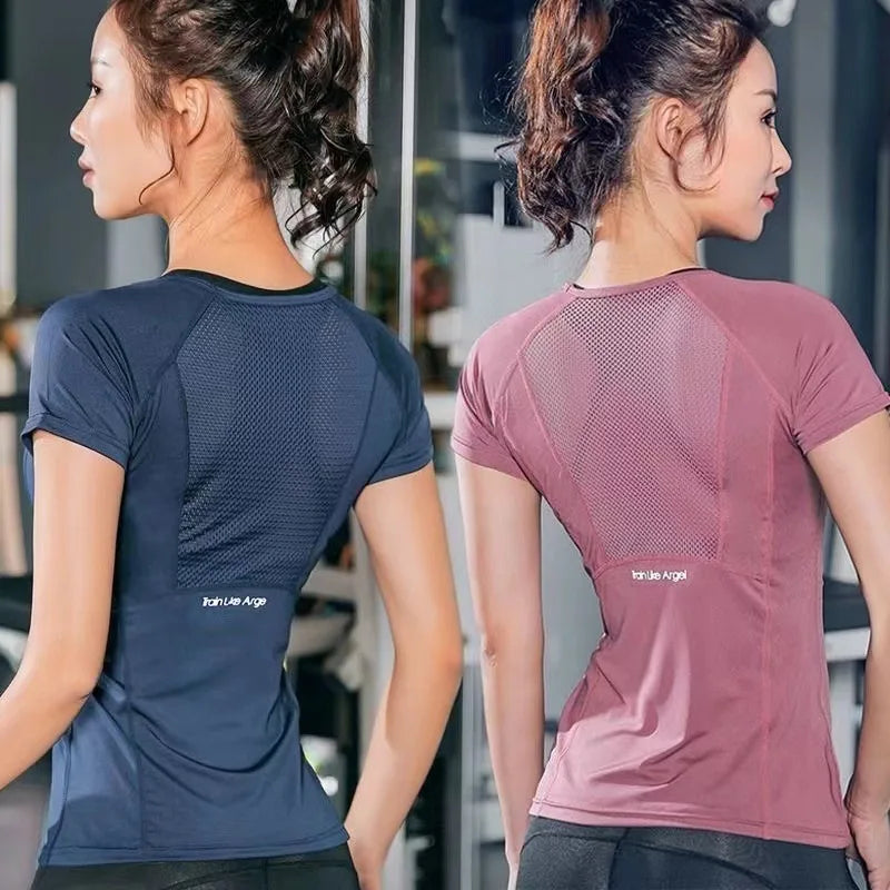 Ladies Sportswear Yoga Wear Quick Dry Seamless short sleeve Gym T-Shirt Tops