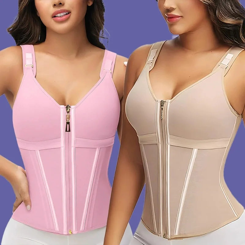 Purple Vest High Compression Waist Trainer with Zipper Slimming Tummy Control Shapewear