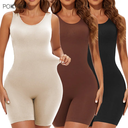 Sexy Bodysuits Full Coverage Shapewear Thigh Slim Body Suit Wide Shoulder Body Shaper Jumpsuit Seamless