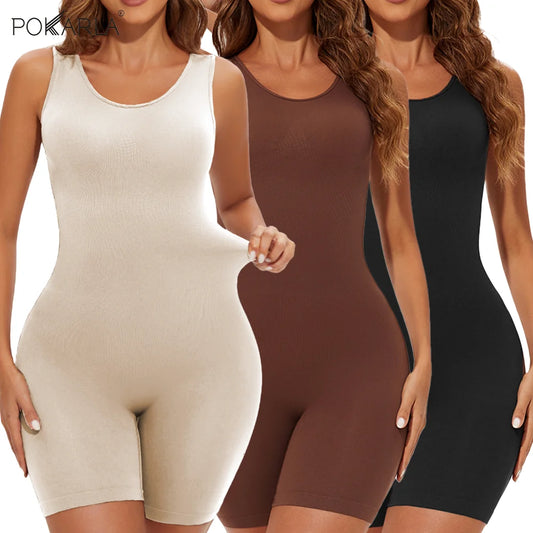 Sexy Bodysuits Full Coverage Shapewear Thigh Slim Body Suit Wide Shoulder Body Shaper Jumpsuit Seamless